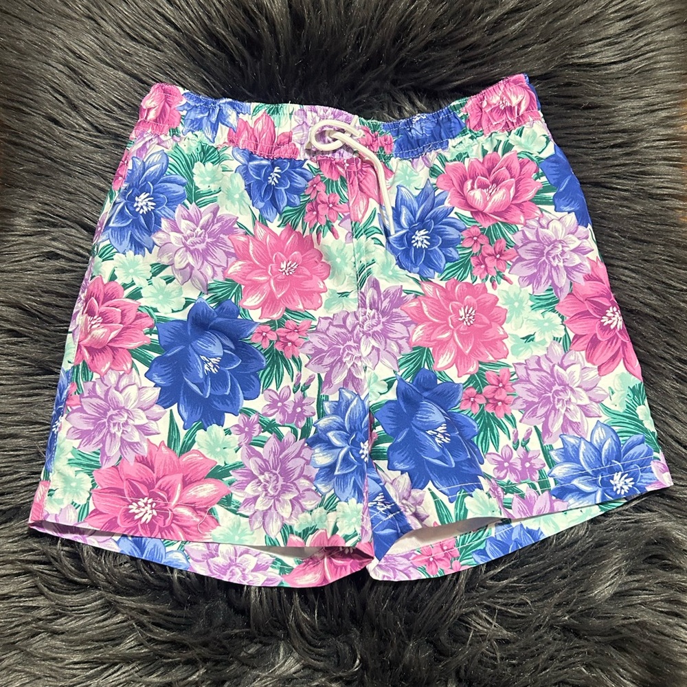 Janie and Jack Floral Kids Shorts Blue and Pink Size 8 - Picture 2 of 4